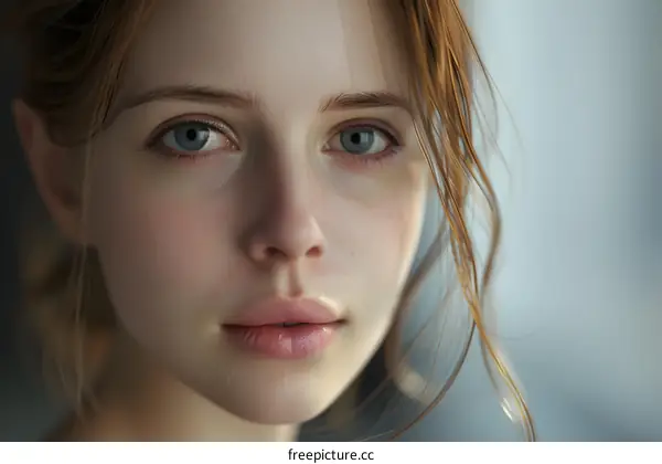 Closeup Portrait of a Woman with Blue Eyes