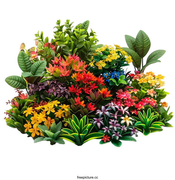 [Transparent Background PNG]Colorful Artificial Plants and Flowers Arrangement