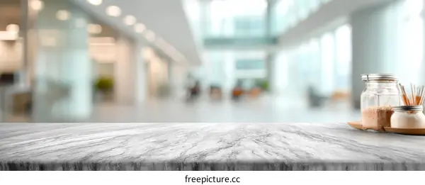 Modern Office Lobby Empty Table Top View