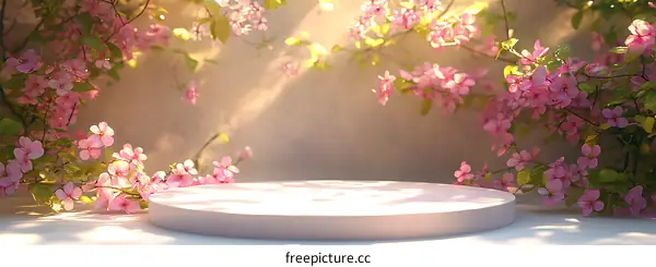 Spring Floral Display Podium Illustration