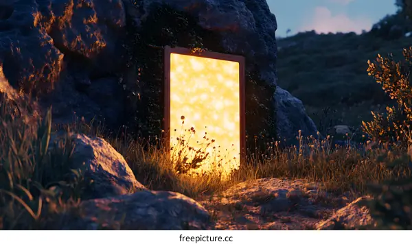 Golden Light Through a Stone Portal