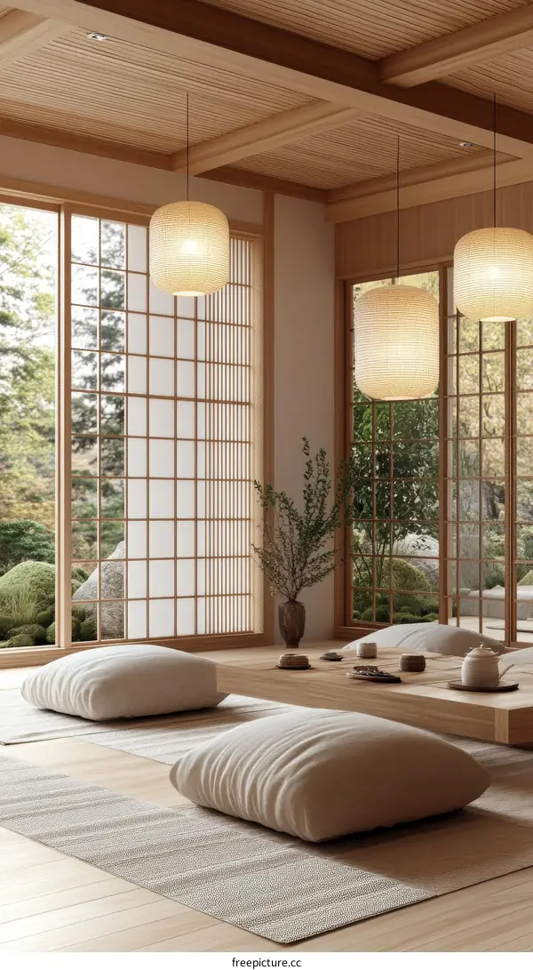 Elegant Japanese-Style Living Room Interior Design