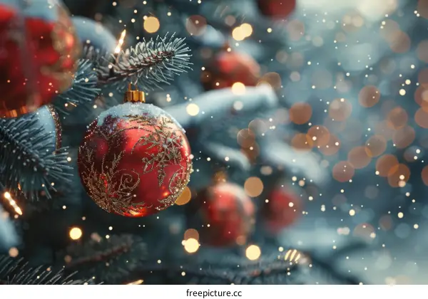 Christmas Tree With Red Baubles