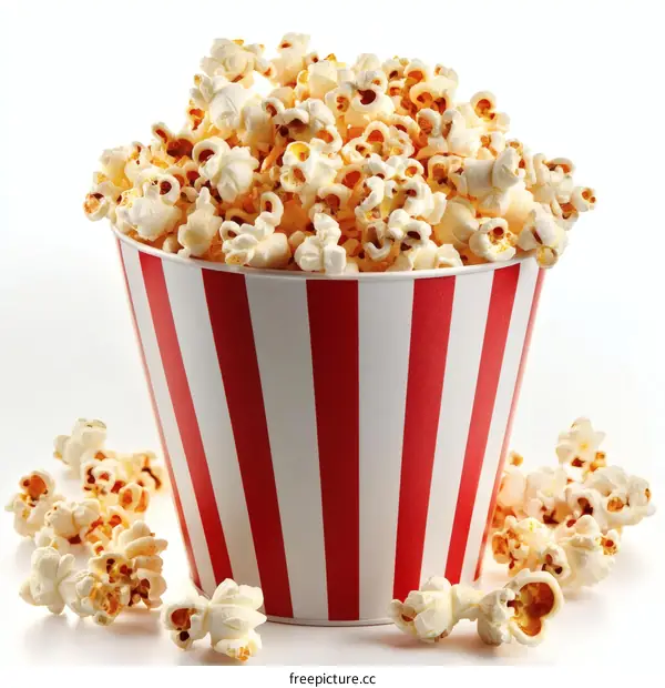Popcorn in a Red and White Striped Bucket