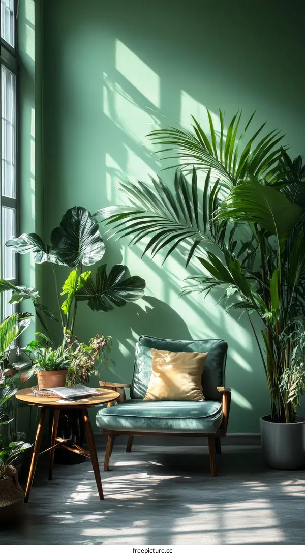 Green Room with Plants and Armchair