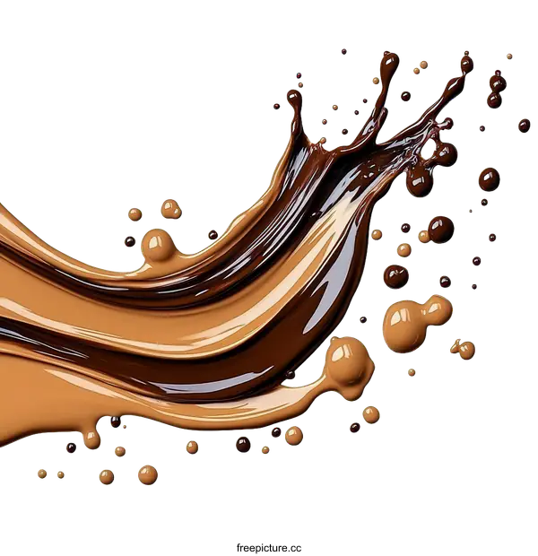 [Transparent Background PNG]Chocolate and Beige Liquid Splash Art