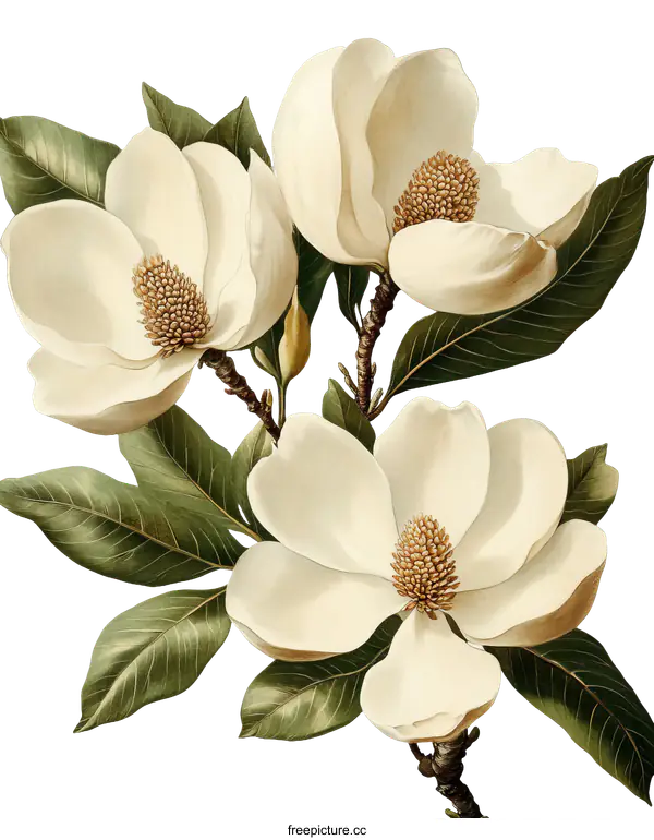 [Transparent Background PNG]Beautiful Magnolia Flower Illustration