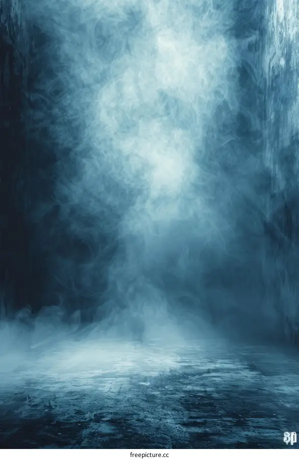 Blue Smoke on the Dark Background. 3D Illustration