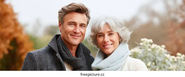 Smiling Couple in Autumn Park