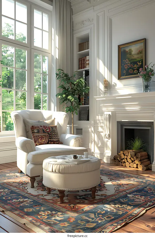 Armchair by the Fireplace