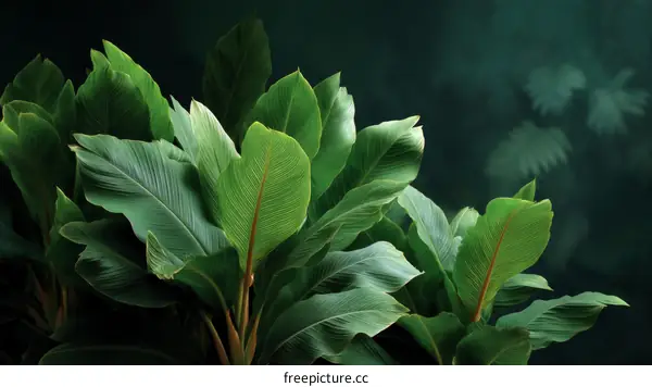 Close-up Tropical Green Leaves Background