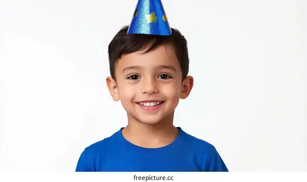 Smiling Child Wearing Party Hat