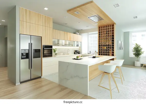 Modern Contemporary Kitchen Design with Wine Rack