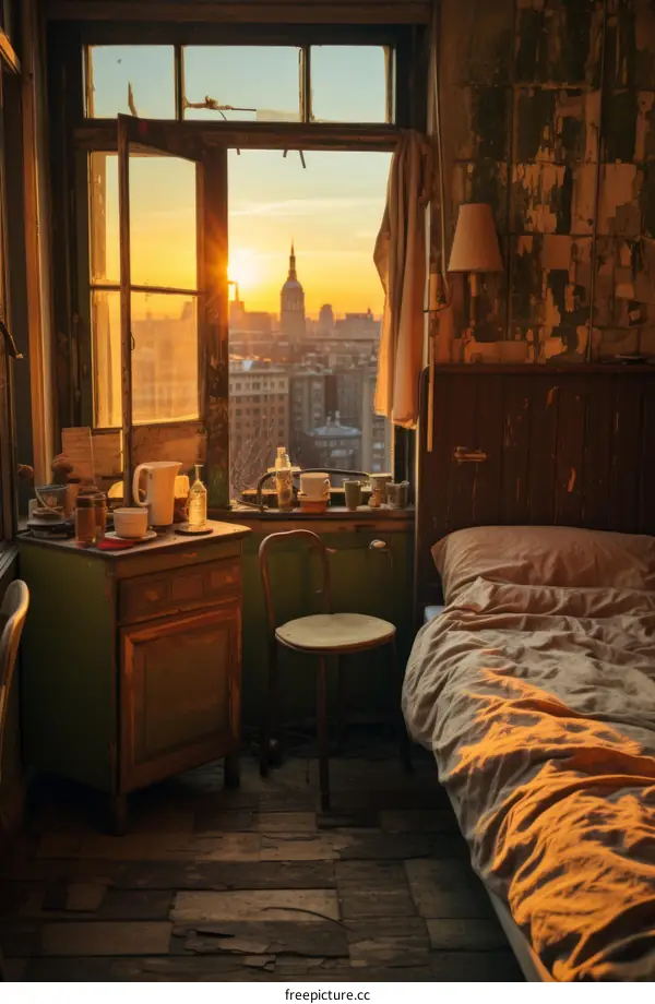 A sunset view from the bedroom window