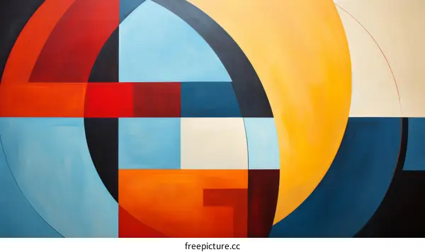 Geometric Abstract Painting with Bright Colors