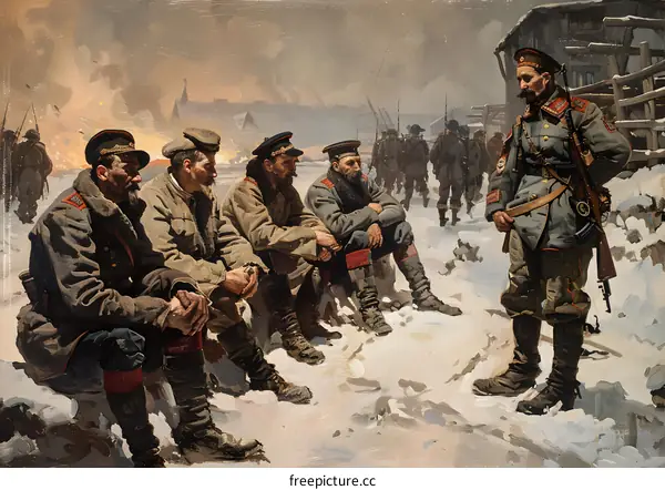 A painting by Vasily Vereshchagin called The Halt near Prescot