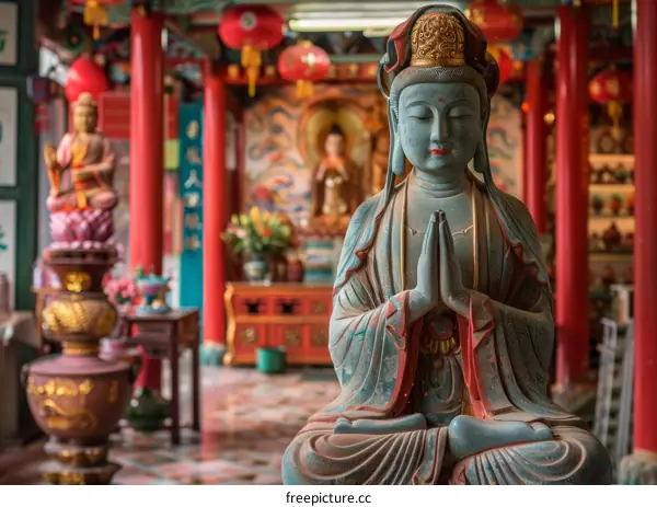Guanyin statue in a Chinese temple