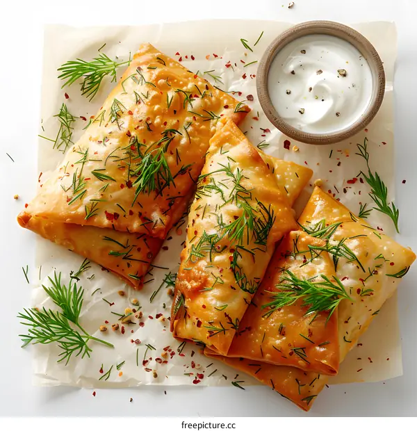 Delicious phyllo pastry stuffed with cheese and herbs