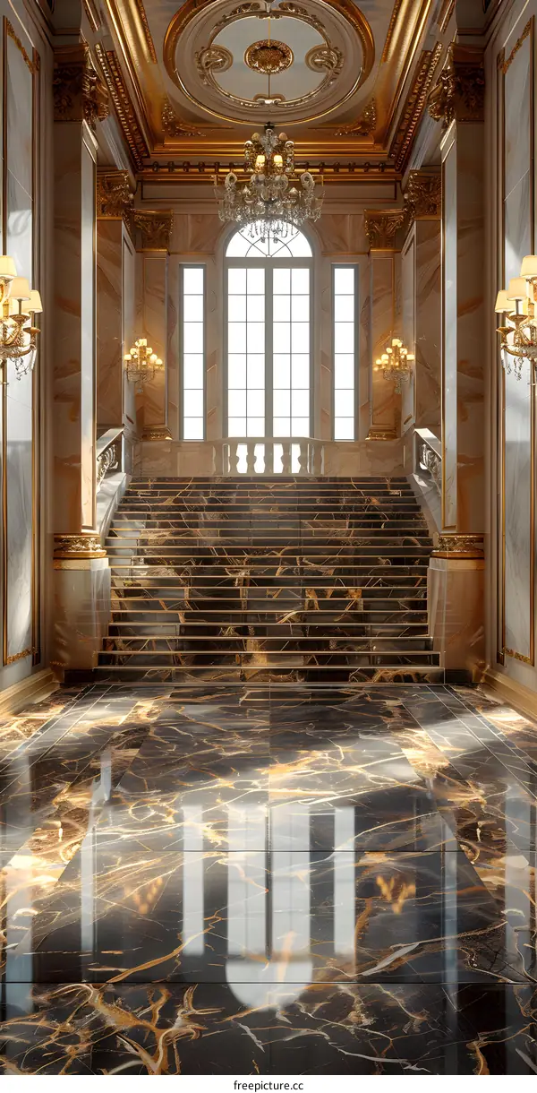 Opulent Marble Staircase in Grand Hall