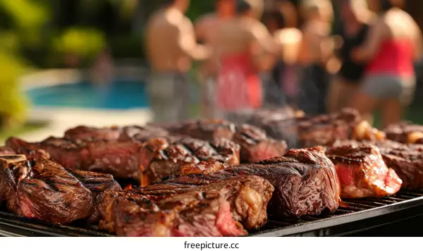 A group of friends are having a barbecue in the backyard.