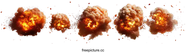 [Transparent Background PNG]Explosive Blast Effects with Multiple Explosions