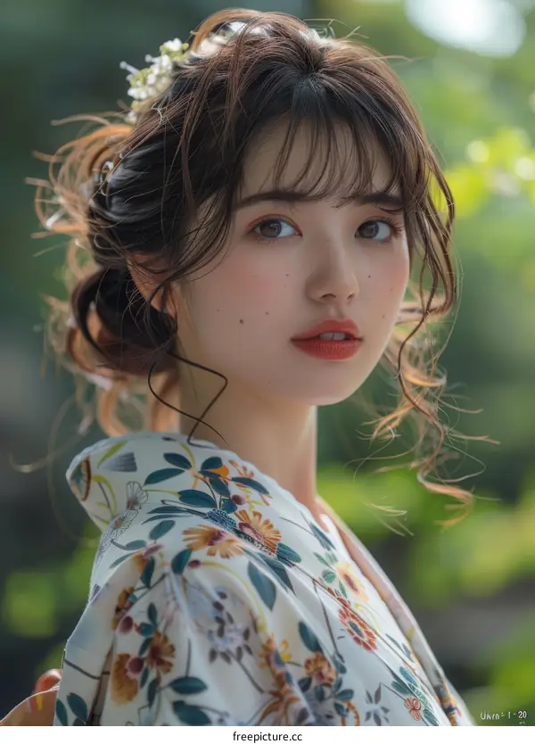 Asian Woman in Traditional Japanese Kimono