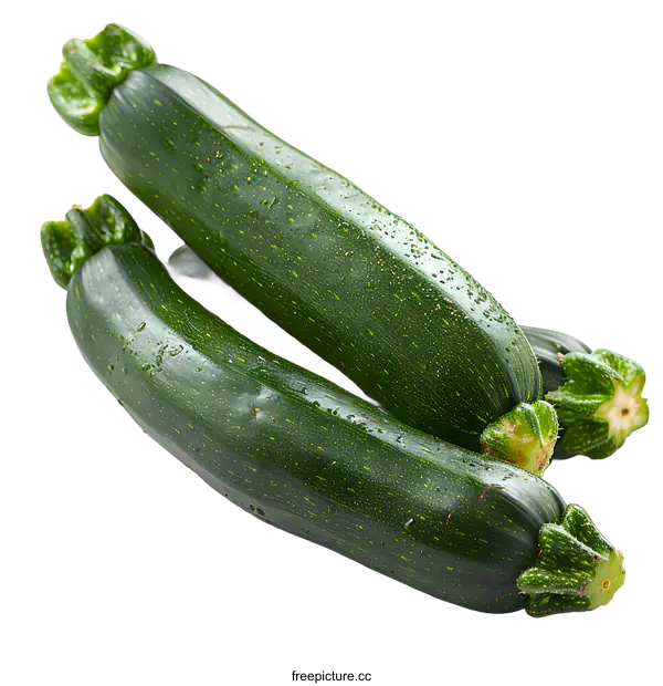 [Transparent Background PNG]Three green zucchinis on a white background