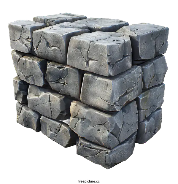 [Transparent Background PNG]Stone blocks stacked on a black background