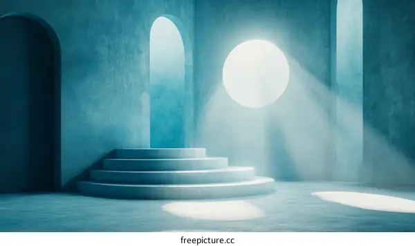 Modern Minimalist Light Teal Concrete Interior Design