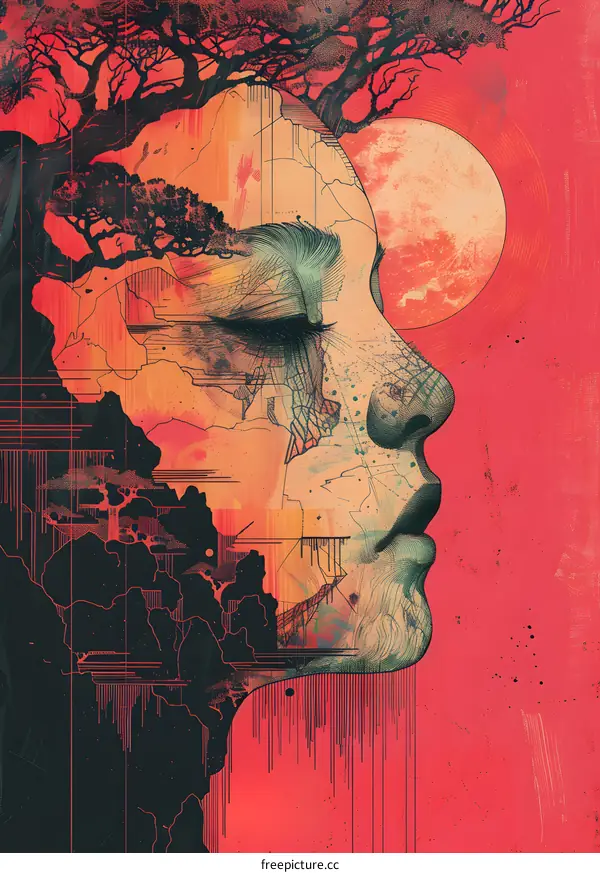 Abstract Portrait of a Woman with Nature