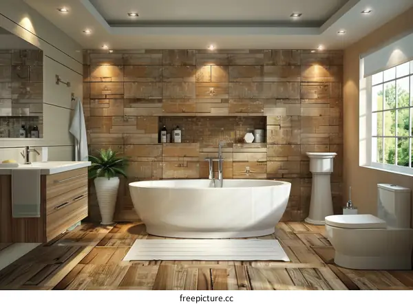 Well-Equipped Modern Bathroom with a Relaxing Ambiance