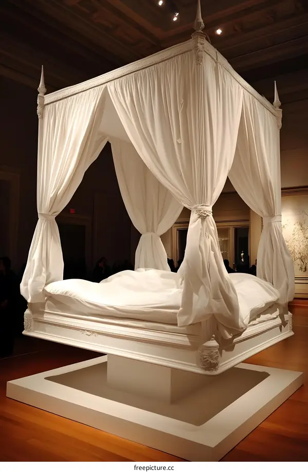 White Canopy Bed Art Installation Museum