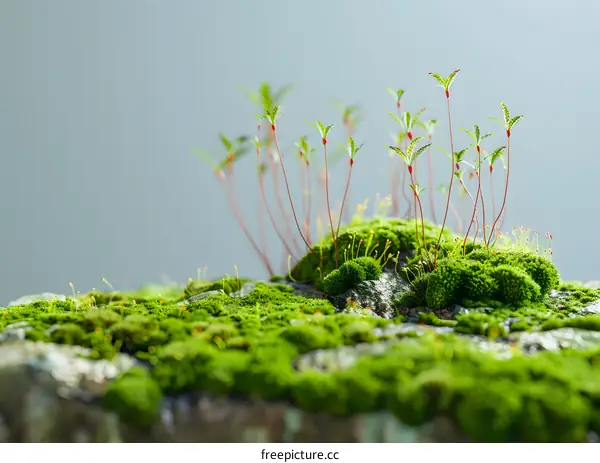 Close Up of Green Moss Growing on a Rock