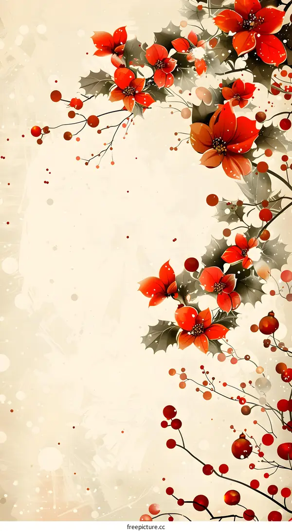 Red flowers and berries