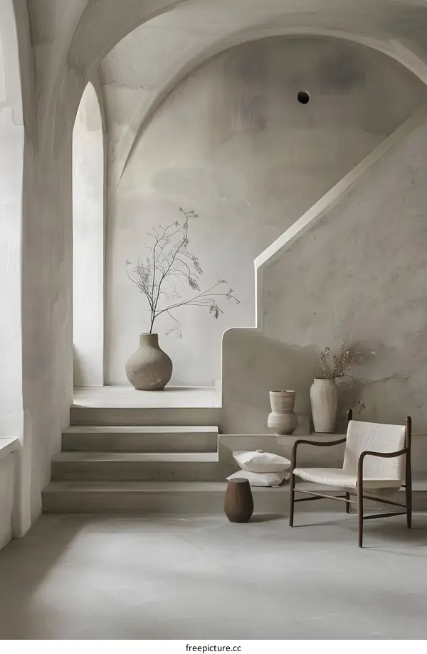Minimalist Interior Design with a Vase and Chair