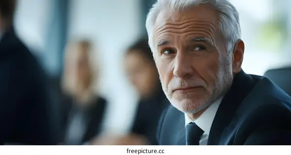 Close up Portrait of Serious Businessman Looking Away