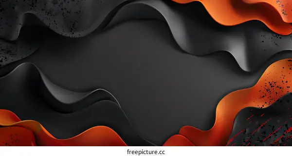 Abstract Black and Orange Wave Background