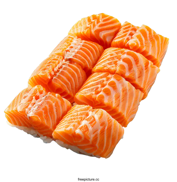 [Transparent Background PNG]Fresh Salmon Slices on White Background