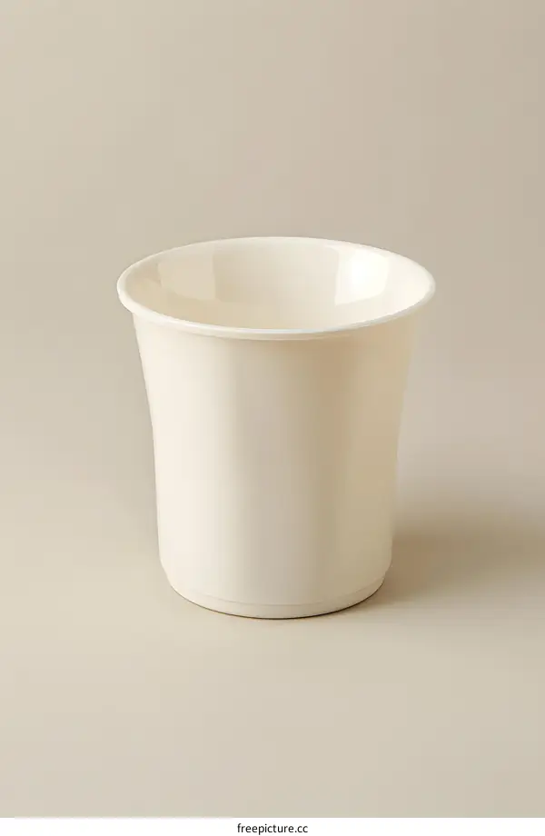 White Ceramic Cup on Beige Background