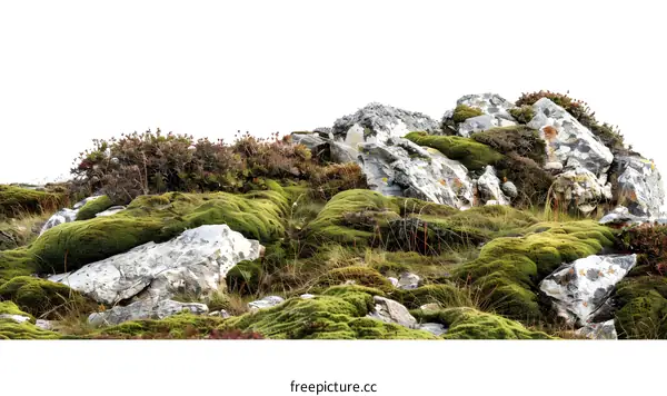 Green Mossy Rocks On A Mountain
