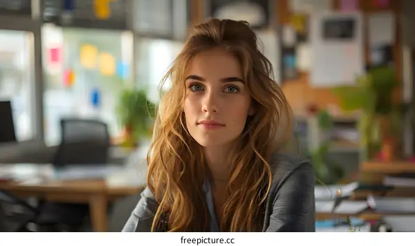 Portrait of Young Woman in Office Setting