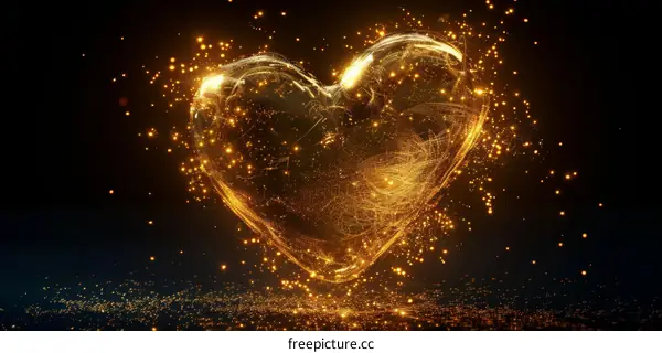 Golden heart sparkles
