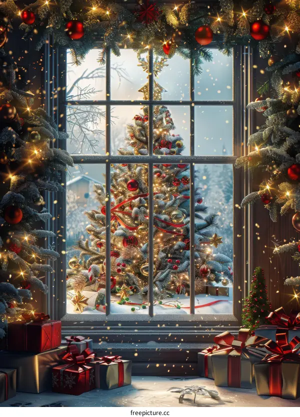 Christmas Room with Tree and Gifts