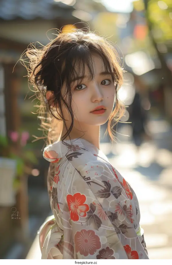 Japanese Woman in Traditional Kimono