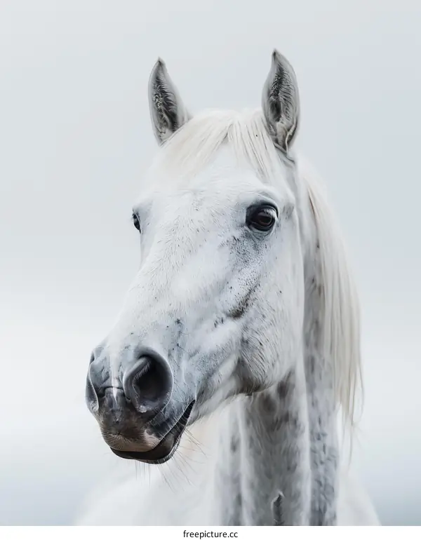 Portrait of a white horse