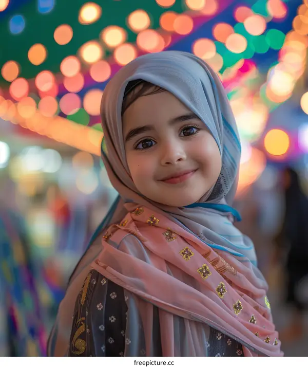 Portrait of a smiling girl in a headscarf