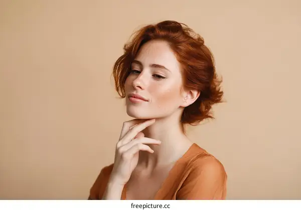 Beautiful Woman Portrait with Freckles