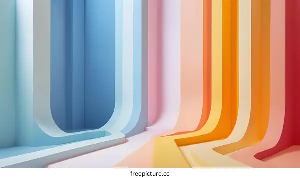 Abstract Curved Shapes Background in Pastel Colors