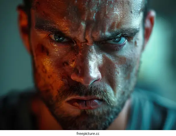 Close Up Angry Male Portrait