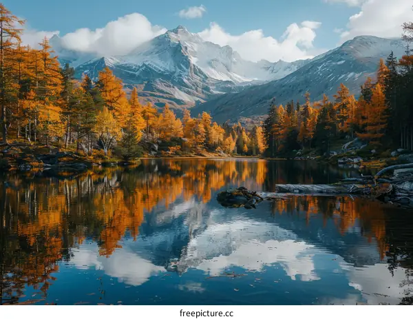 Autumn Foliage Surrounds a Mountain Lake